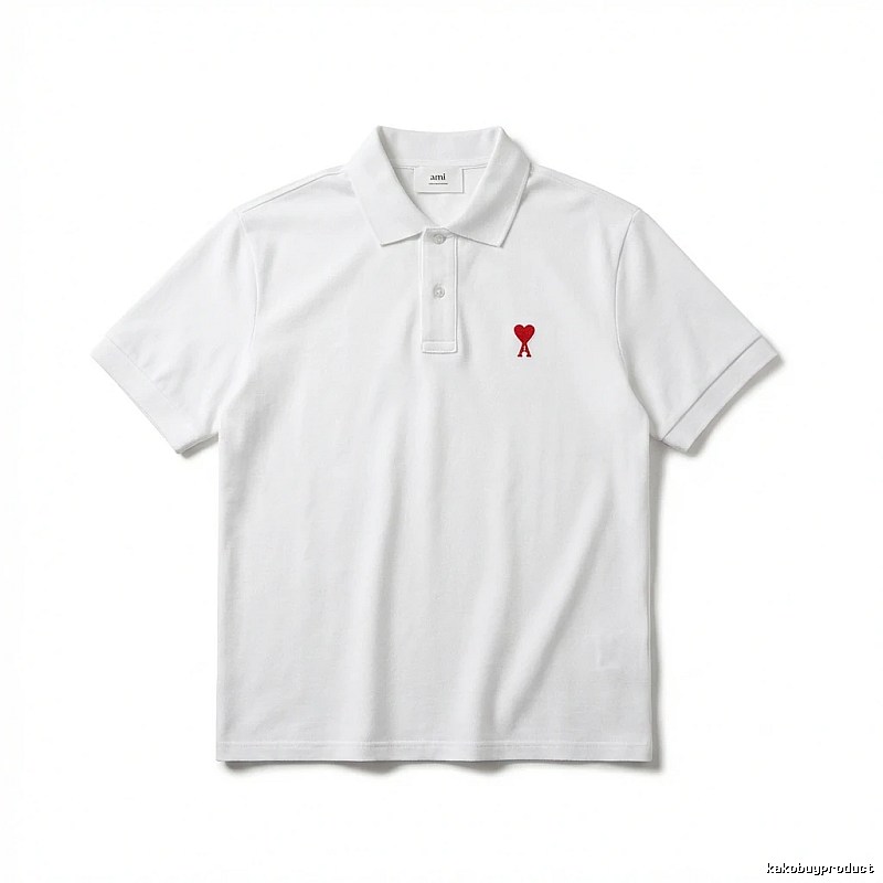 AMI Love Simple White Polo Shirt