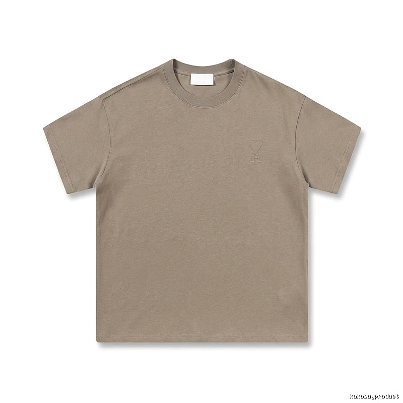 AMI minimalist style khaki T-shirt
