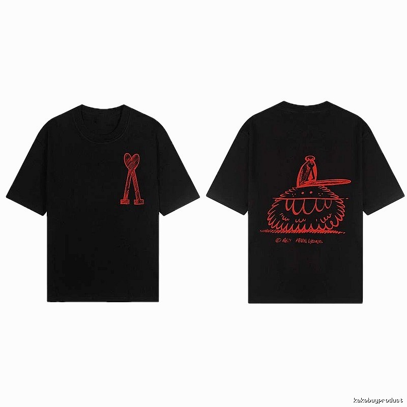 AMI red printed short-sleeve T-shirt