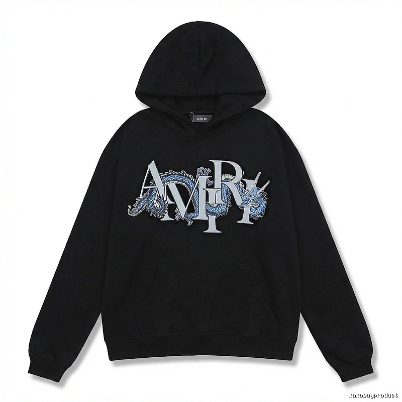 AMIRI Dragon-Patterned Trendy and Cool Black Sweatshirt