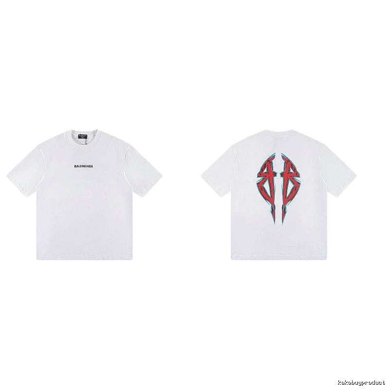 Balenciaga Double B Graffiti Street Style White T-Shirt