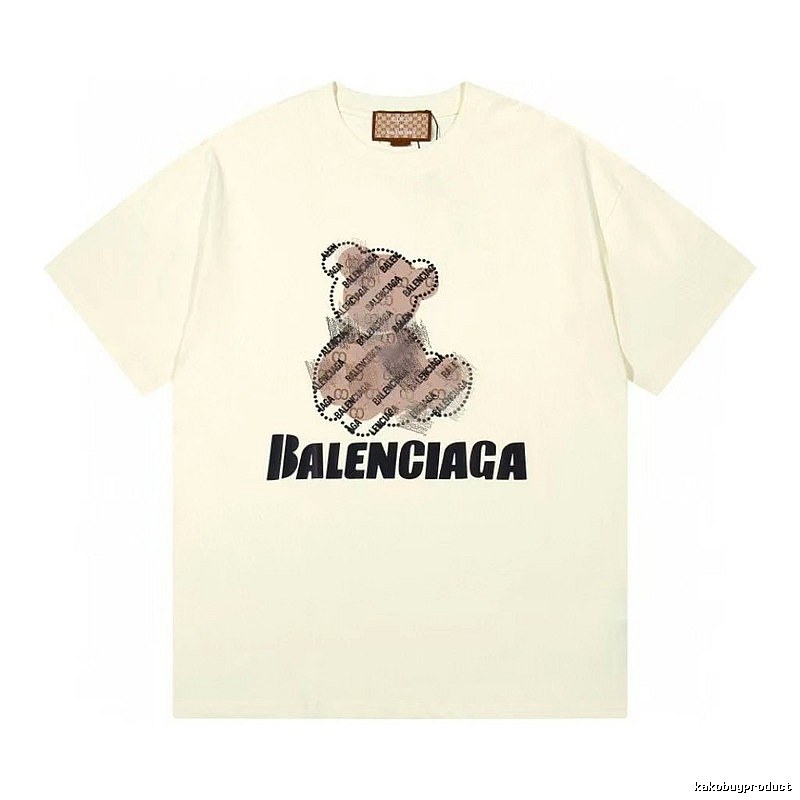 Balenciaga Trendy Off-white T-shirt with Bear Print