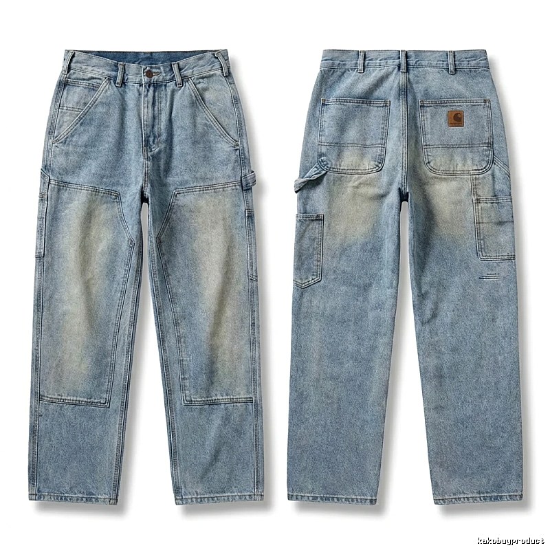 Carhartt workwear style light blue jeans