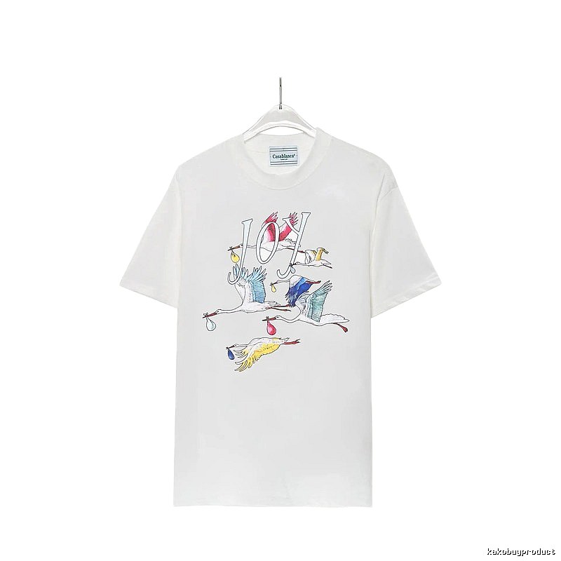 Casablanca Crane Print Wind White T-shirt