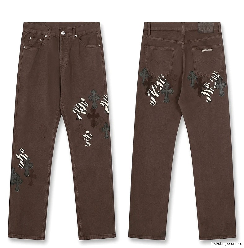 Chrome Hearts Cross Dark Style Brown Pants