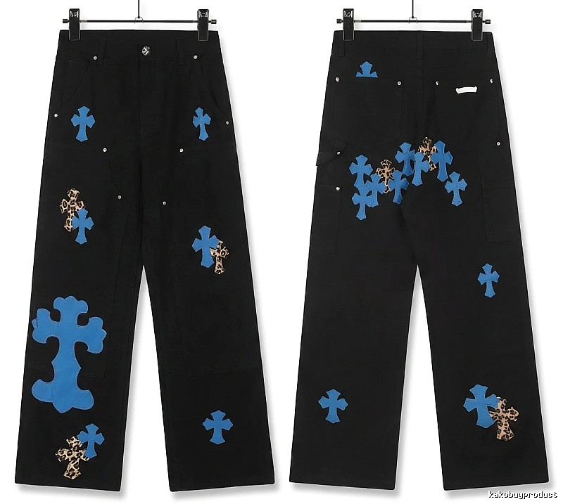 Chrome Hearts Cross Trendy Cool Black Long Pants