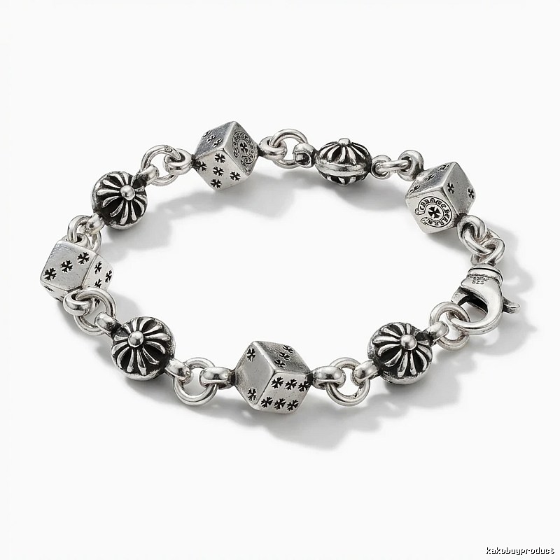 Chrome Hearts Dice Retro Style Silver Bracelet