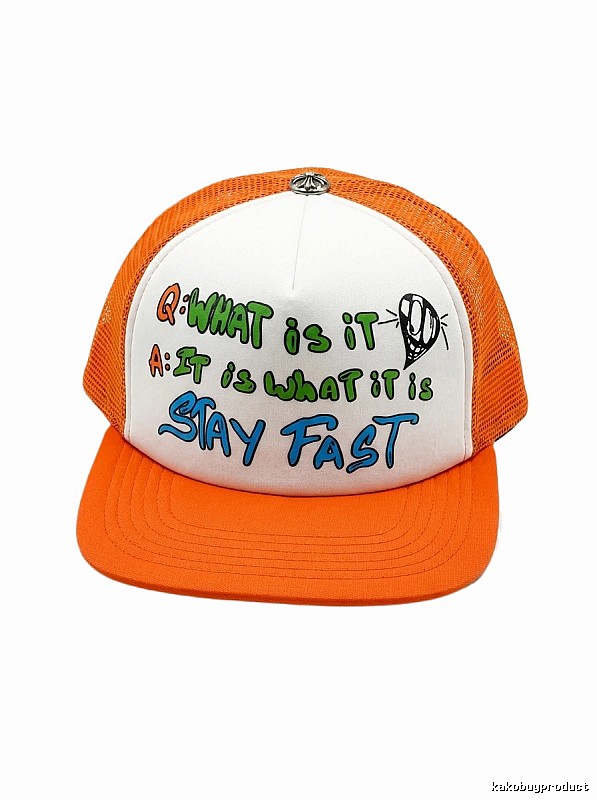 Chrome Hearts Graffiti-style Orange and White Hat