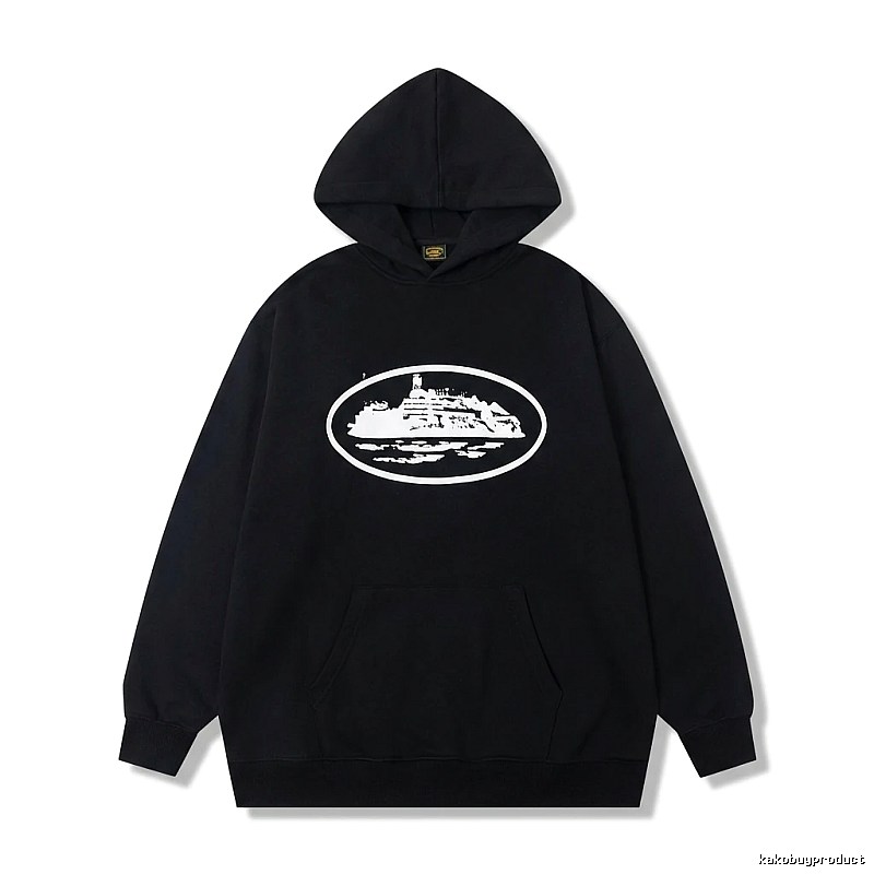 Corteiz black minimalist style hoodie