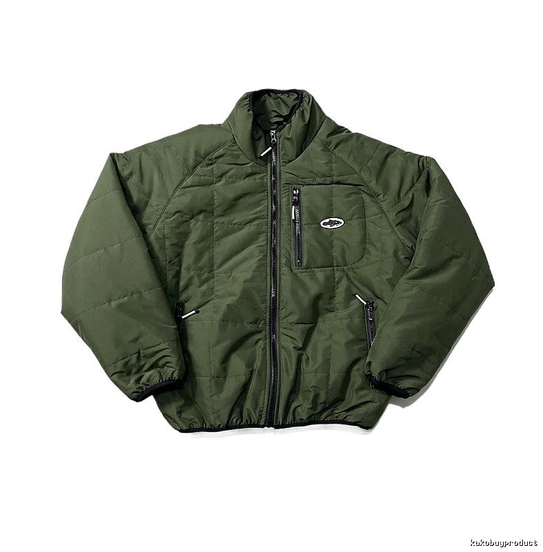 Corteiz Retro Style Olive Green Cotton-padded Coat