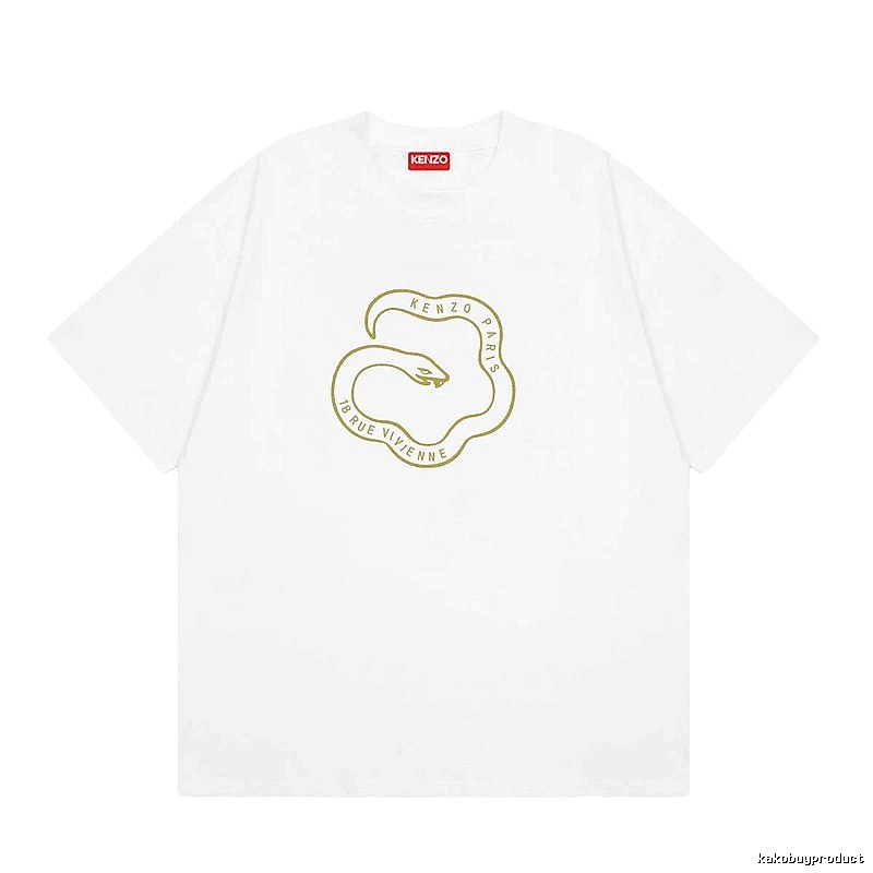 KENZO Spirit Snake Print Casual Style White T-Shirt
