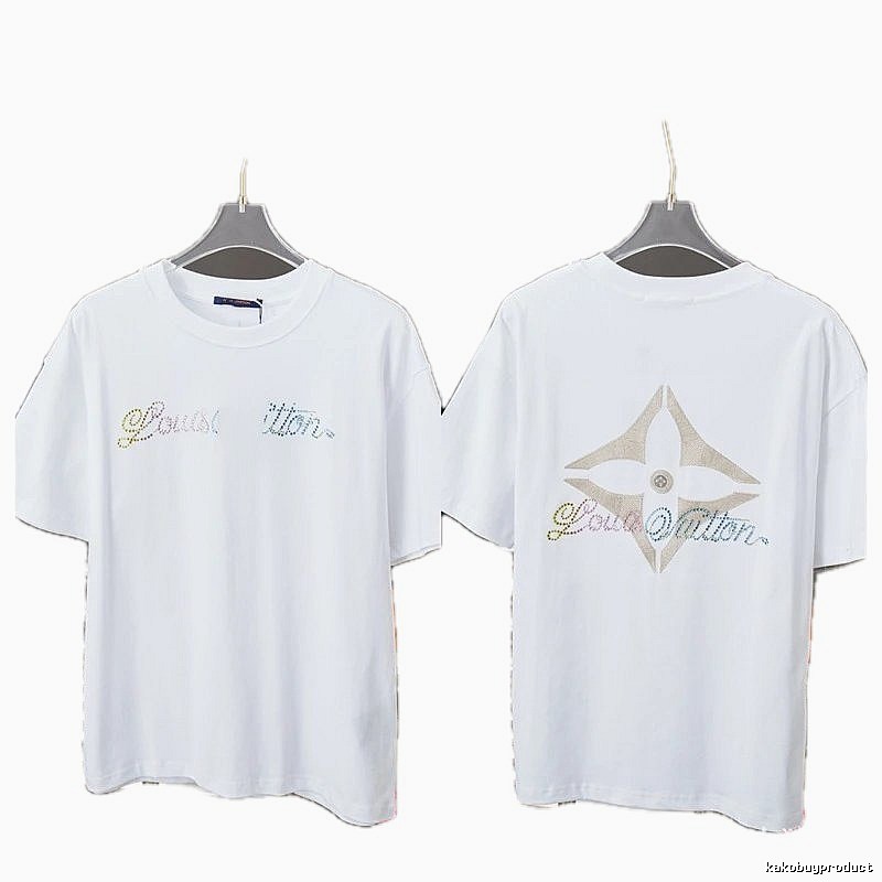 Louis Vuitton Monogram Hot-Fix Rhinestone Trendy White T-Shirt
