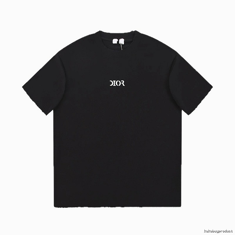 Minimalist Black Short-sleeve T-shirt with Dior Lettering