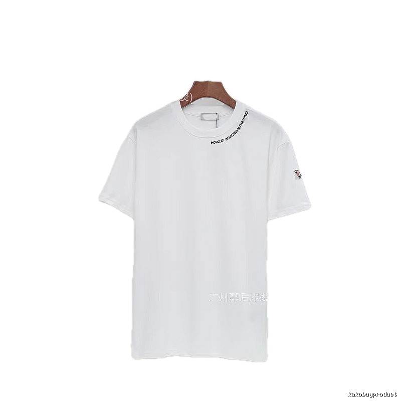 Moncler Embroidered Casual Style White Short-sleeve T-shirt