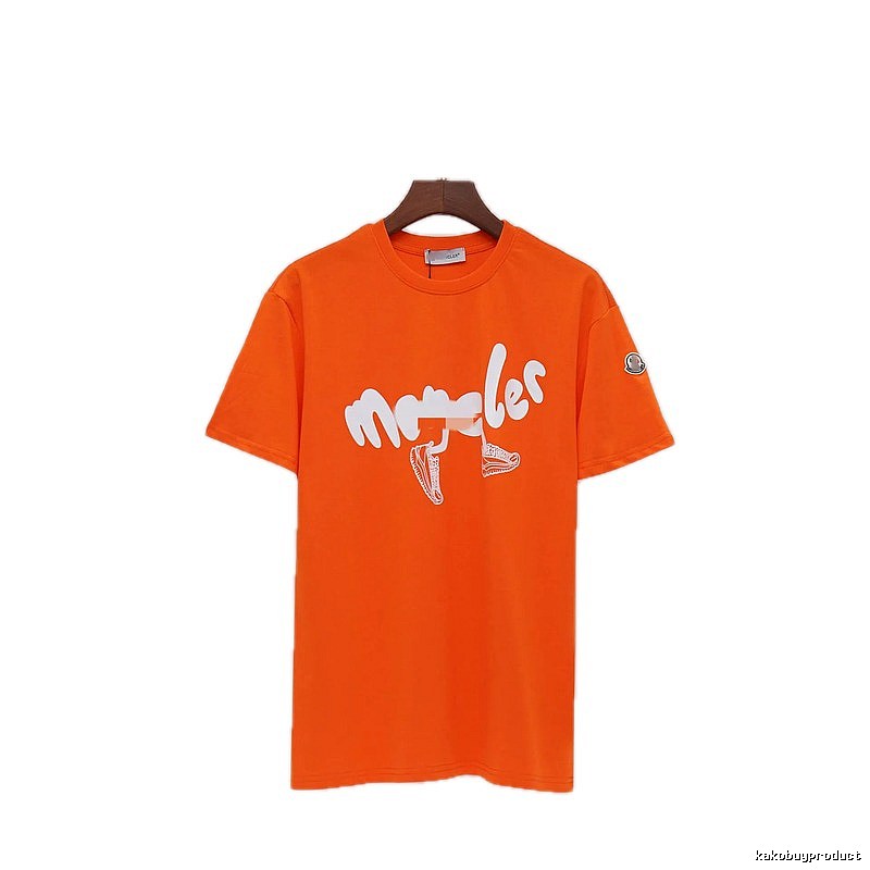Moncler Printed Casual-style Orange Short-sleeve T-shirt