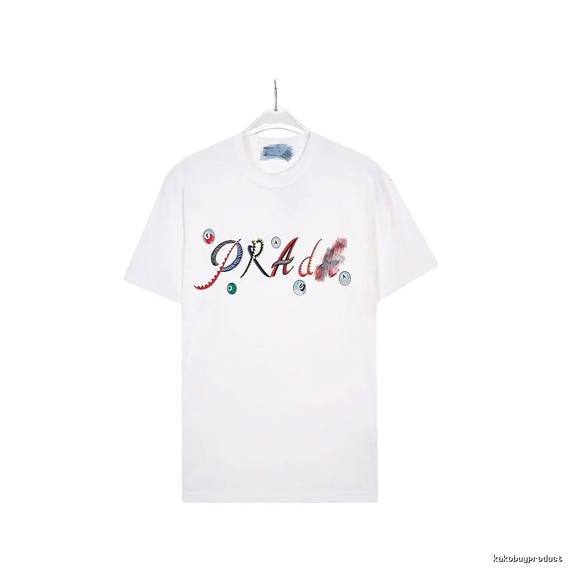 Prada Street Style White Short-sleeve T-shirt with Colorful Print