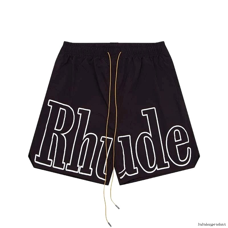 RHUDE letter-style black shorts