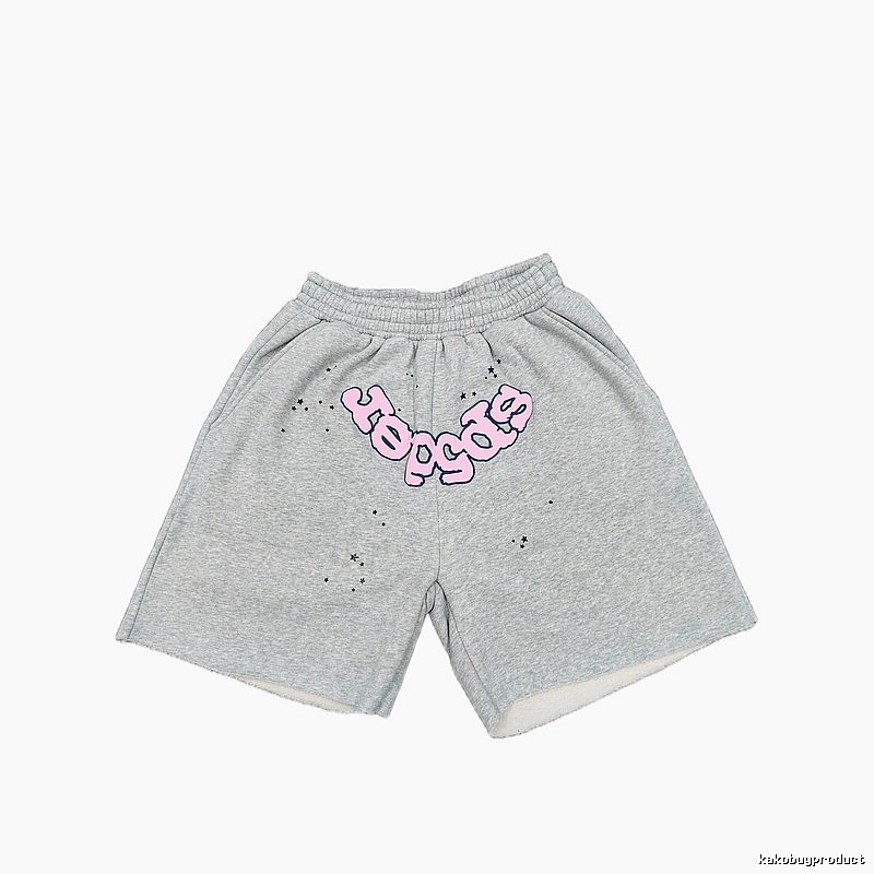 Sp5der Printed Street Style Grey Shorts