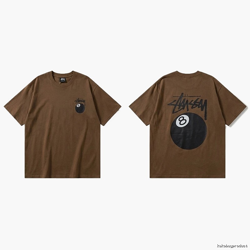 Stussy No.8 Ball Trendy Brown T-shirt