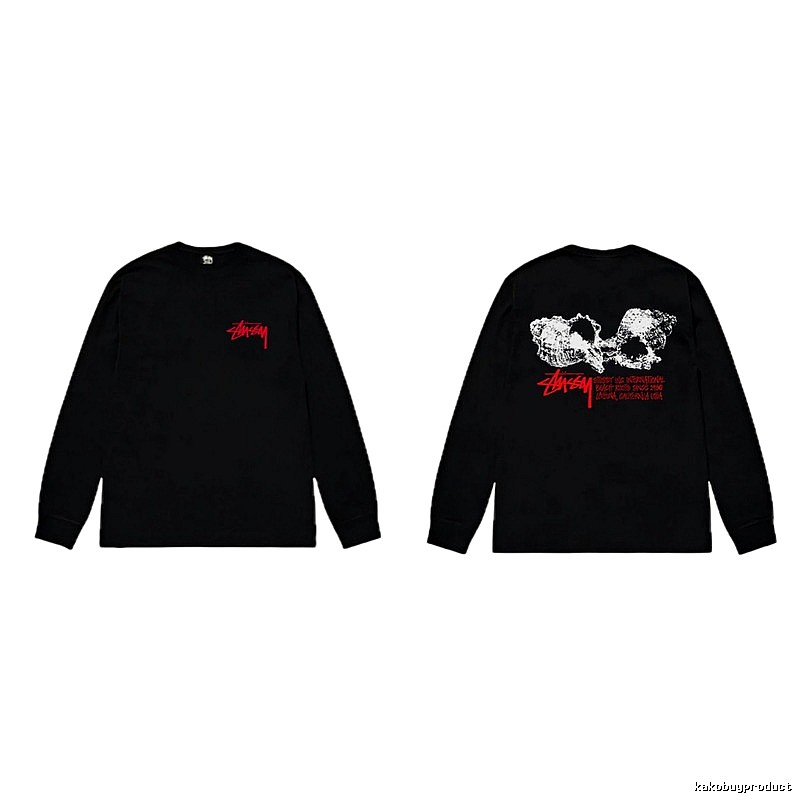 Stussy Skull Print Black Long-sleeve Shirt