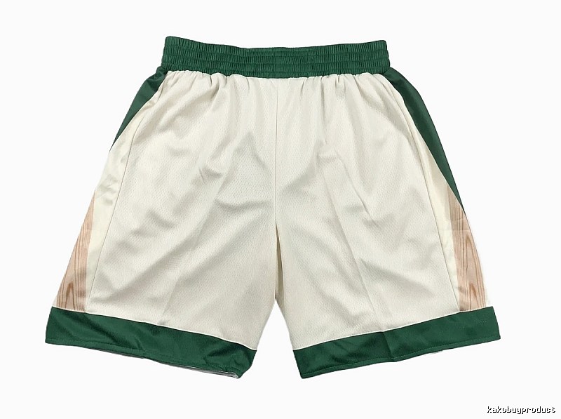 Tatum retro-style white and green shorts