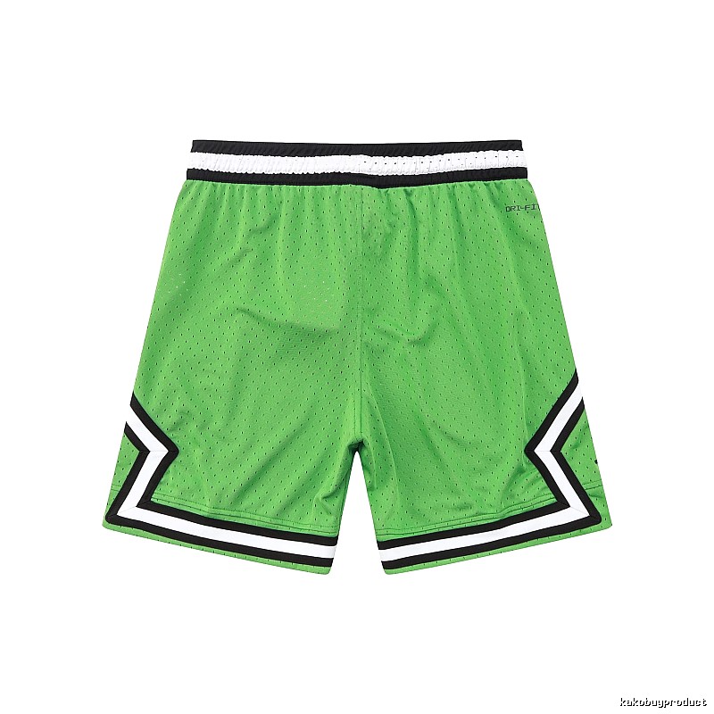 AJ basketball-style green shorts