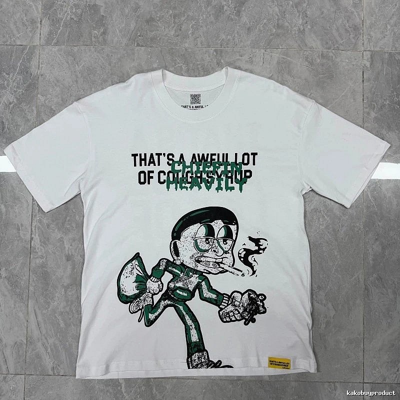 ALOCS Cartoon Print Street Style White T-Shirt