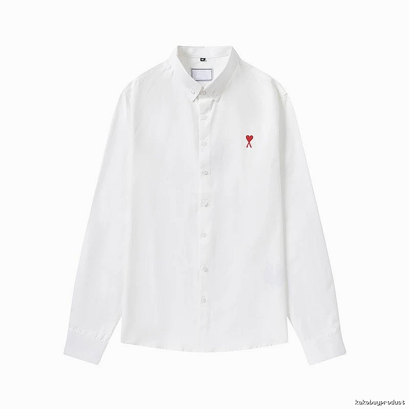 AMI Embroidered White Shirt with Love Design