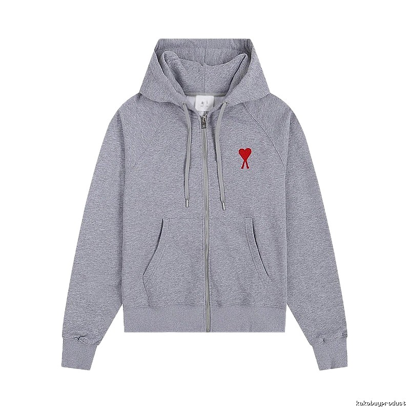 AMI Love Embroidery Grey Hoodie