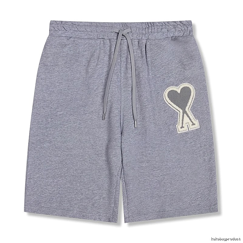 AMI Love Heart Pattern Light Gray Shorts