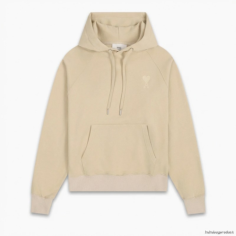 AMI Love Minimalist Style Beige Hoodie