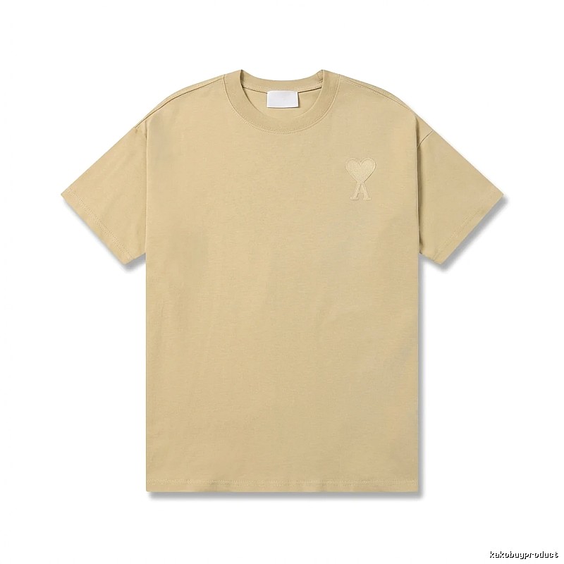 AMI Love Minimalist Style Beige T-shirt