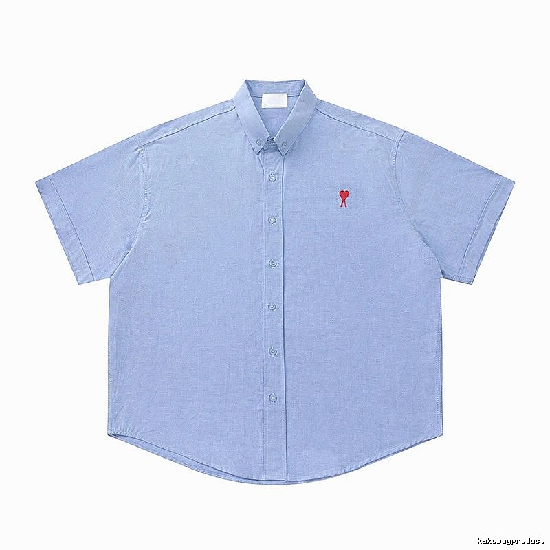 AMI Love Series Simple Style Blue Shirt