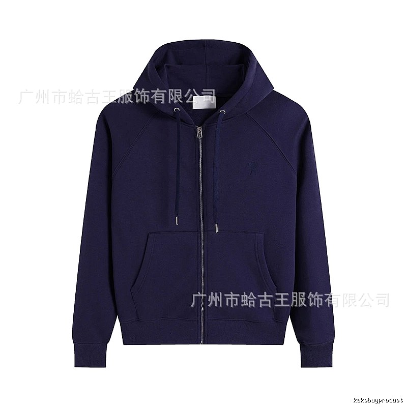 AMI minimalist style dark blue hoodie.
