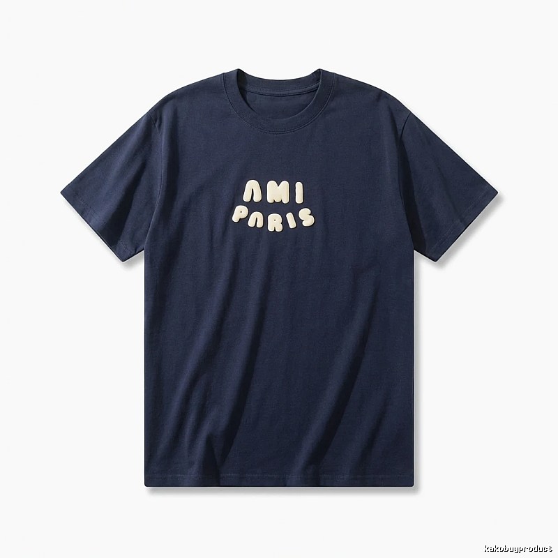AMI minimalist style dark blue T-shirt