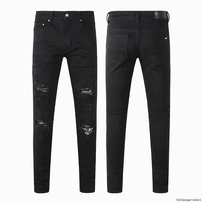 AMI Ripped Trendy Cool Black Jeans