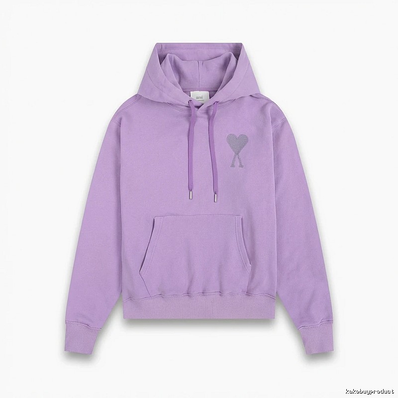 AMI series minimalist style purple hoodie