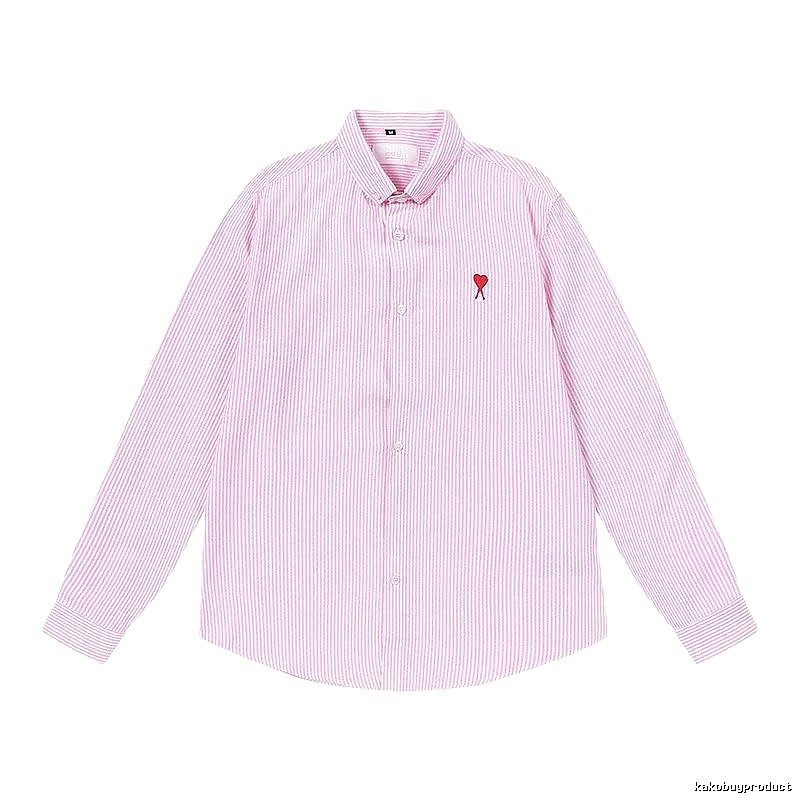 AMI Stripe Minimalist Style Pink Shirt