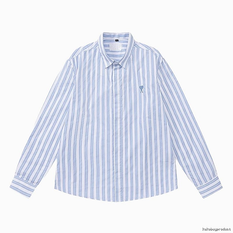 AMI Stripe Simple Blue Shirt