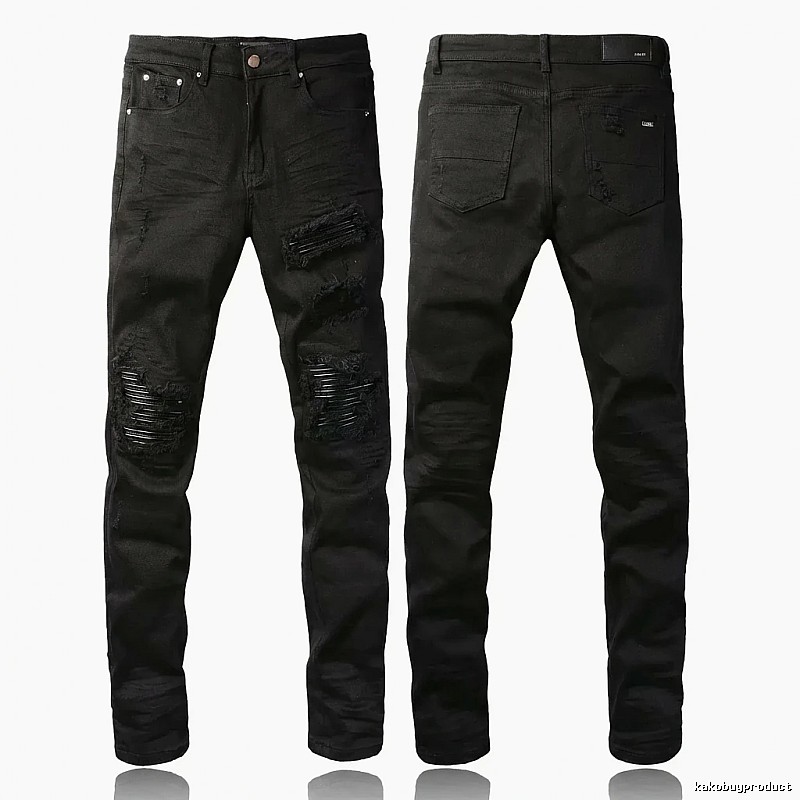 AMI Trendy Black Pants with Holes