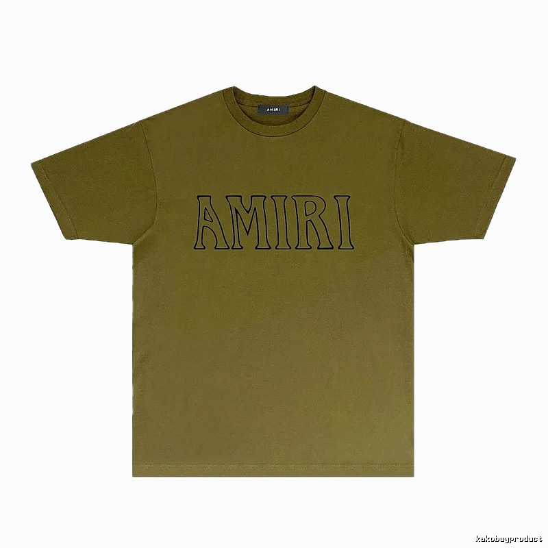 AMIRI Basic Style Minimalist Olive Green T-shirt