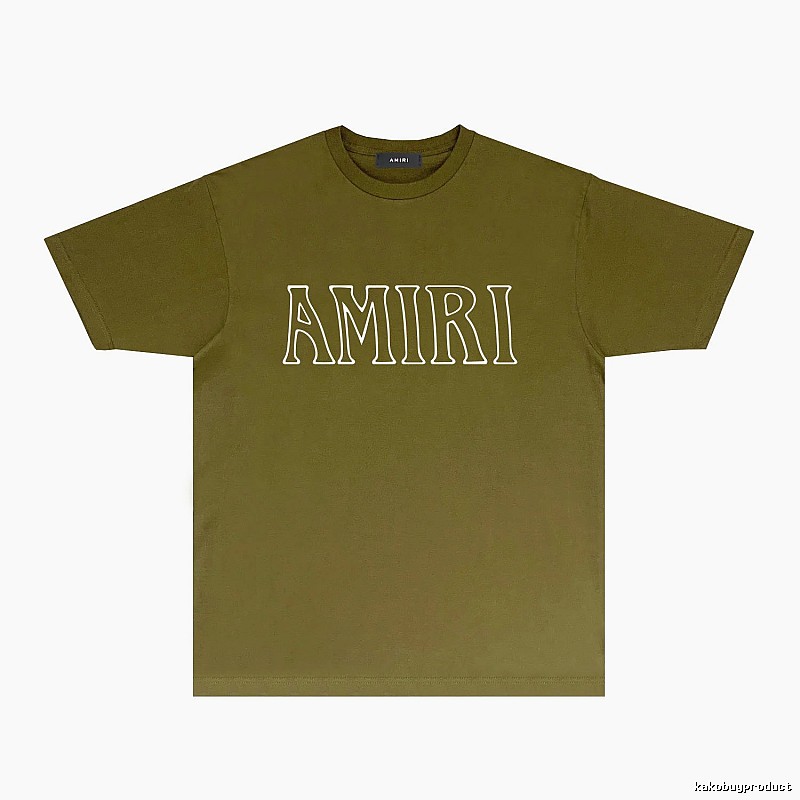 AMIRI Basic Style Trendy and Cool Olive Green T-shirt
