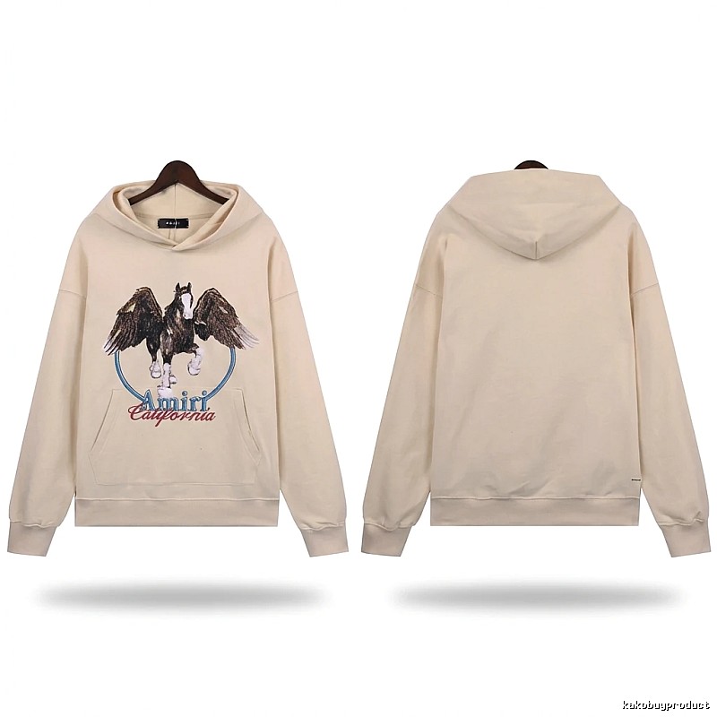 AMIRI Pegasus Series Casual Style Off-White Sweatshirt