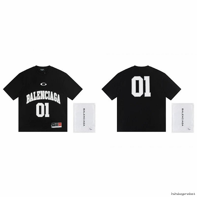 Balenciaga 01 Printed Street Style Black T-shirt