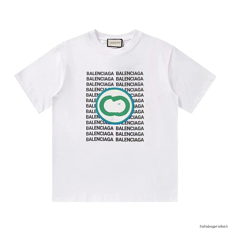 Balenciaga All-over Print Trendy Style White T-Shirt