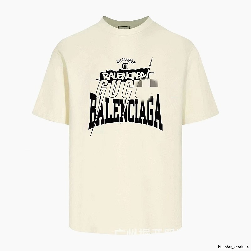 Balenciaga Co-branded Printed Street-style Off-white T-shirt