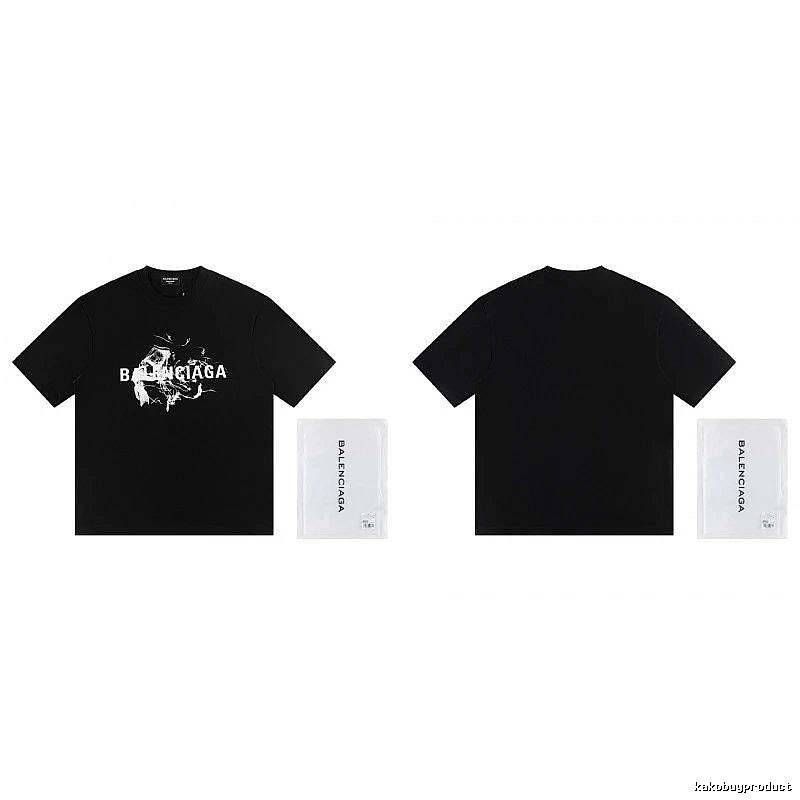 Balenciaga Distressed Print Cool Trendy Black T-Shirt