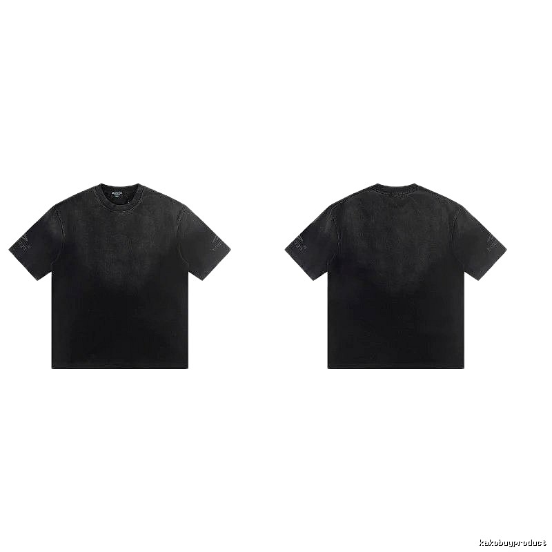 Balenciaga Distressed Street Style Black Short-Sleeve T-Shirt