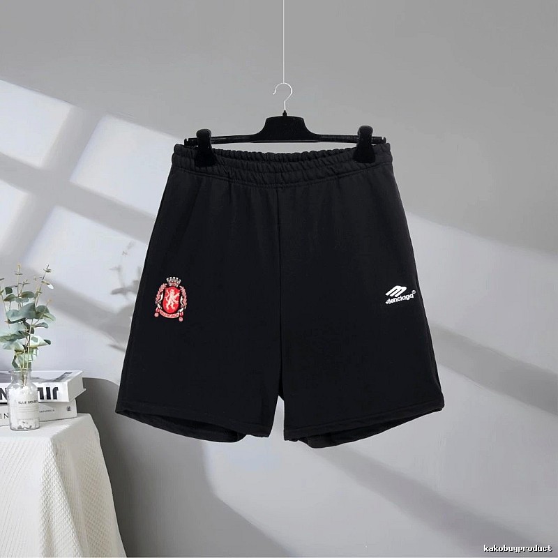 Balenciaga emblem-style black shorts