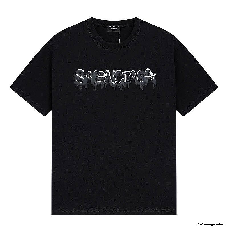 Balenciaga Graffiti Street Style Black Short Sleeve T-shirt